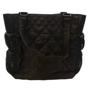 Vintage Eddie Bauer Quilted‎ Tote Bag Womens Large Brown Nylon Puffer Utility
